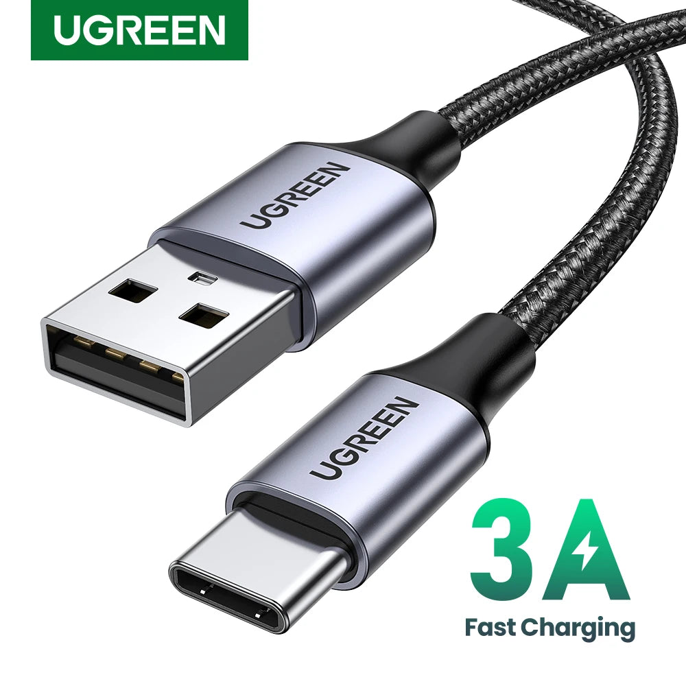 UGREEN 3A Cabo USB Tipo C para Xiaomi Samsung Galaxy S24 Carregamento rápido Cabo de dados de carregamento USB 18W para iPhone 15 iPad Poco USB C